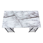 I 7527 Computer Desk - 48"L / White Marble-Look / Black Metal - Furniture Depot