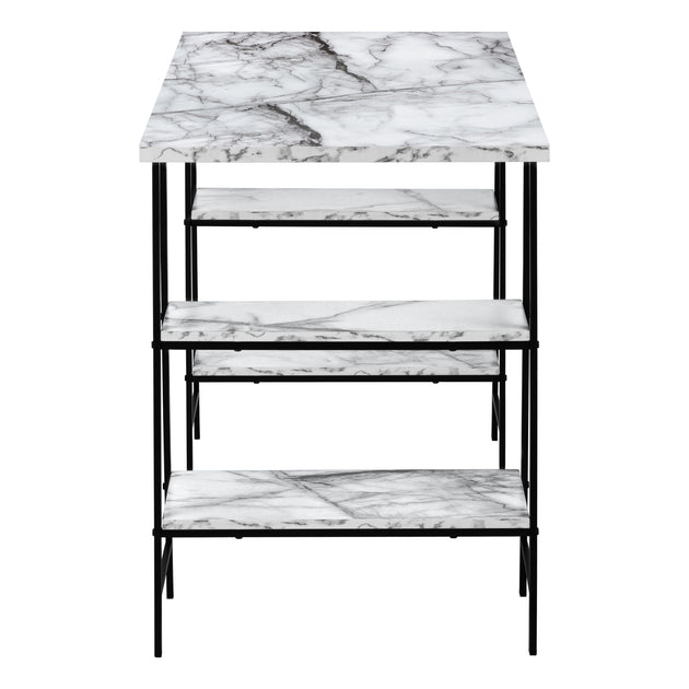 I 7527 Computer Desk - 48"L / White Marble-Look / Black Metal - Furniture Depot