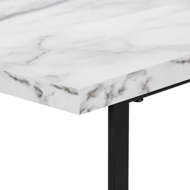 I 7527 Computer Desk - 48"L / White Marble-Look / Black Metal - Furniture Depot