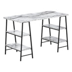 I 7527 Computer Desk - 48"L / White Marble-Look / Black Metal - Furniture Depot