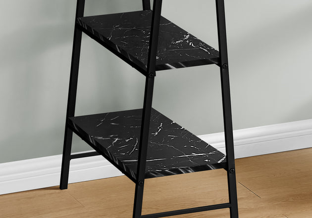 I 7528 Computer Desk - 48"L / Black Marble-Look / Black Metal - Furniture Depot (7881138077944)