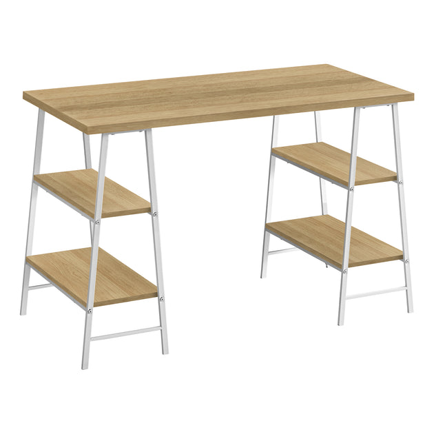 I 7529 Computer Desk - 48"L / Natural / White Metal - Furniture Depot (7881138110712)