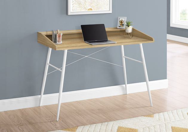 I 7534 Computer Desk - 48"L / Natural / White Metal - Furniture Depot