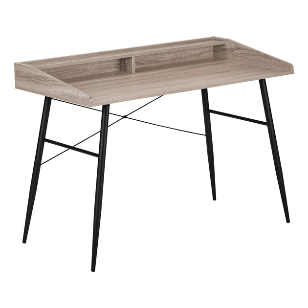I 7536 Computer Desk - 48"L / Dark Taupe / Black Metal - Furniture Depot (7881138405624)