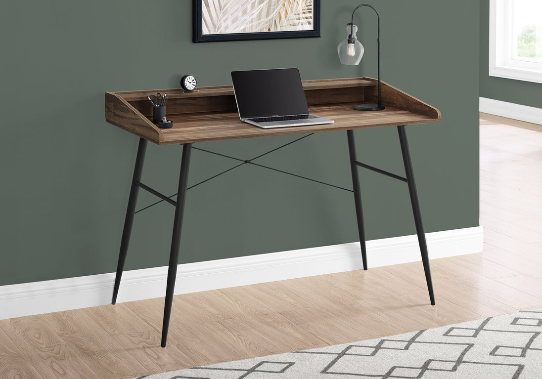 I 7538 Computer Desk - 48"L / Brown Reclaimed Wood / Black Metal - Furniture Depot