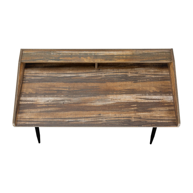 I 7538 Computer Desk - 48"L / Brown Reclaimed Wood / Black Metal - Furniture Depot