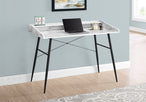 I 7539 Computer Desk - 48"L / White Marble-Look / Black Metal - Furniture Depot