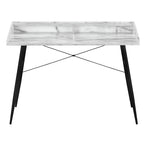 I 7539 Computer Desk - 48"L / White Marble-Look / Black Metal - Furniture Depot