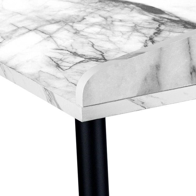 I 7539 Computer Desk - 48"L / White Marble-Look / Black Metal - Furniture Depot