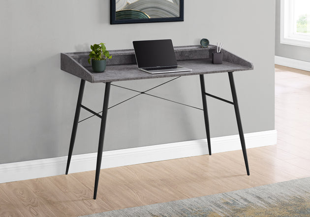 I 7540 Computer Desk - 48"L / Grey Stone-Look / Black Metal - Furniture Depot