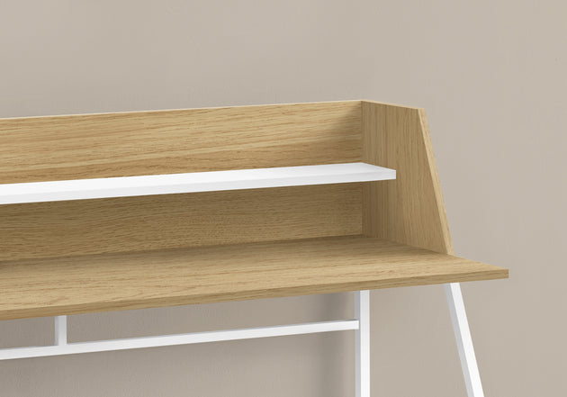 I 7543 Computer Desk - 48"L / Natural / White Metal - Furniture Depot
