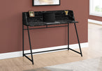 I 7544 Computer Desk - 48"L / Black Marble-Look / Black Metal - Furniture Depot