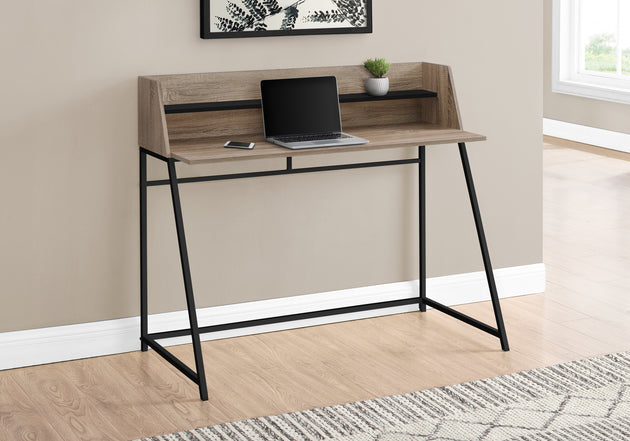 I 7546 Computer Desk - 48"L / Dark Taupe / Black Metal - Furniture Depot