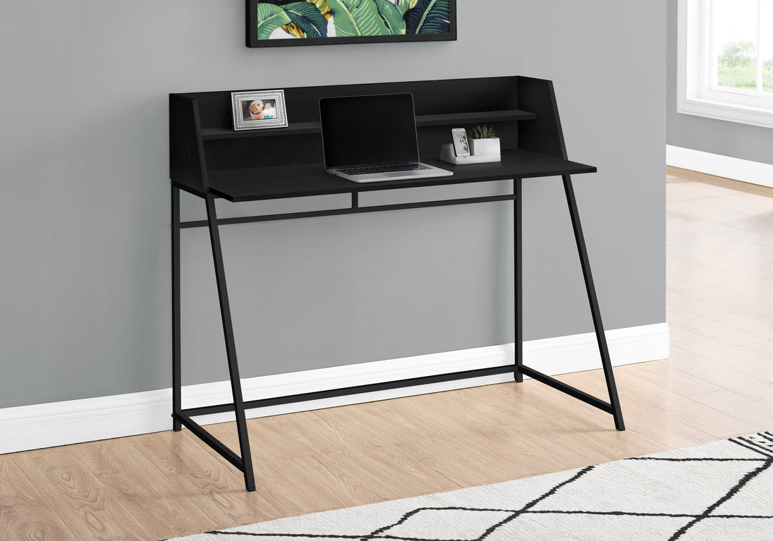 I 7547 Computer Desk - 48"L / Black / Black Metal - Furniture Depot