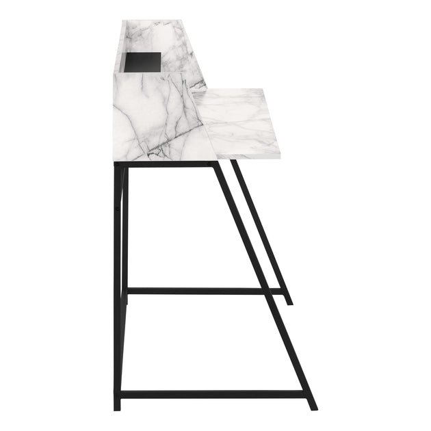 I 7549 Computer Desk - 48"L / White Marble-Look / Black Metal - Furniture Depot