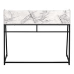 I 7549 Computer Desk - 48"L / White Marble-Look / Black Metal - Furniture Depot