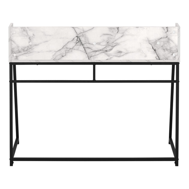 I 7549 Computer Desk - 48"L / White Marble-Look / Black Metal - Furniture Depot