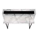 I 7549 Computer Desk - 48"L / White Marble-Look / Black Metal - Furniture Depot