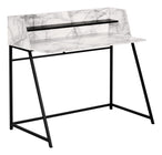I 7549 Computer Desk - 48"L / White Marble-Look / Black Metal - Furniture Depot