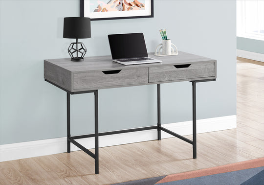 I 7553 Computer Desk - 48"L / Grey / Black Metal - Furniture Depot