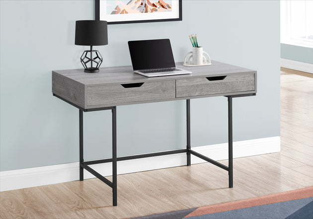 I 7553 Computer Desk - 48"L / Grey / Black Metal - Furniture Depot