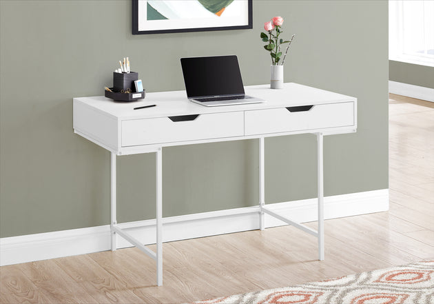 I 7554 Computer Desk - 48"L / White / White Metal - Furniture Depot