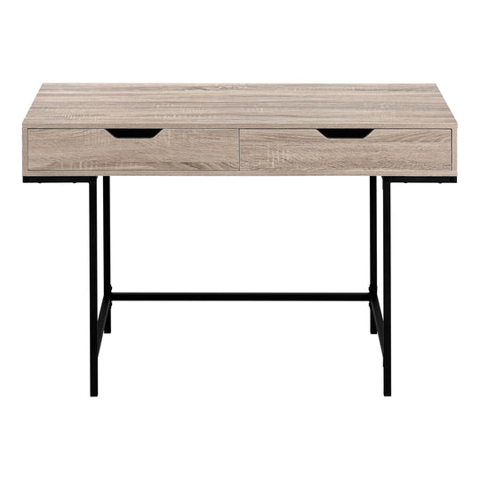 I 7555 Computer Desk - 48"L / Dark Taupe / Black Metal - Furniture Depot (7881391603960)