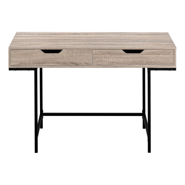 I 7555 Computer Desk - 48"L / Dark Taupe / Black Metal - Furniture Depot (7881391603960)
