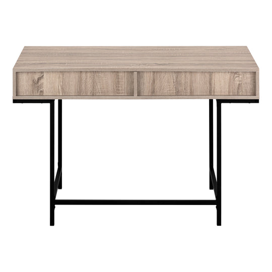 I 7555 Computer Desk - 48"L / Dark Taupe / Black Metal - Furniture Depot (7881391603960)