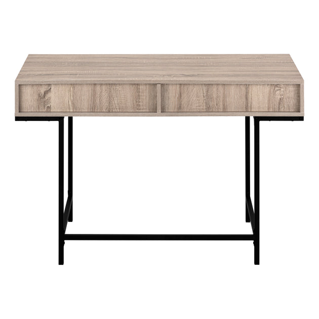 I 7555 Computer Desk - 48"L / Dark Taupe / Black Metal - Furniture Depot (7881391603960)
