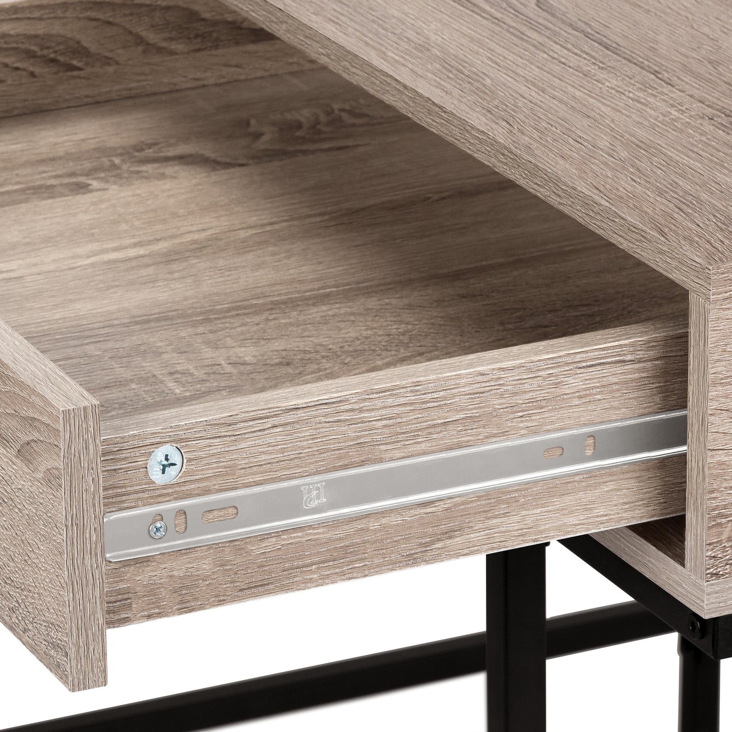 I 7555 Computer Desk - 48"L / Dark Taupe / Black Metal - Furniture Depot (7881391603960)