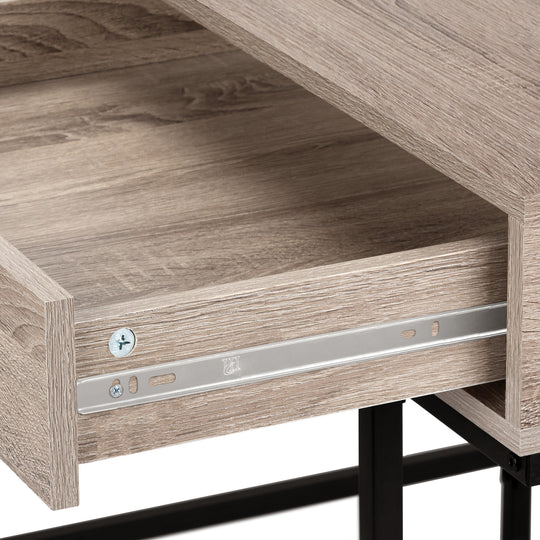I 7555 Computer Desk - 48"L / Dark Taupe / Black Metal - Furniture Depot (7881391603960)