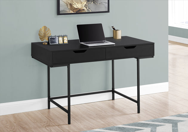 I 7556 Computer Desk - 48"L / Black / Black Metal - Furniture Depot (7881391702264)