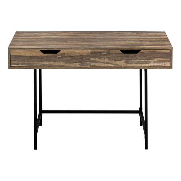 I 7557 Computer Desk - 48"L / Brown Reclaimed Wood / Black Metal - Furniture Depot