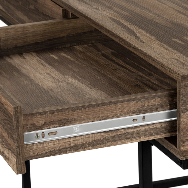 I 7557 Computer Desk - 48"L / Brown Reclaimed Wood / Black Metal - Furniture Depot