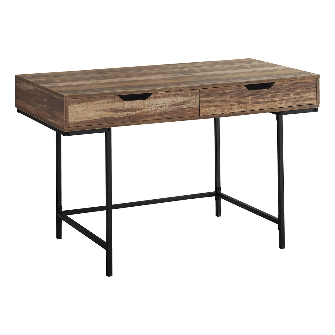 I 7557 Computer Desk - 48"L / Brown Reclaimed Wood / Black Metal - Furniture Depot