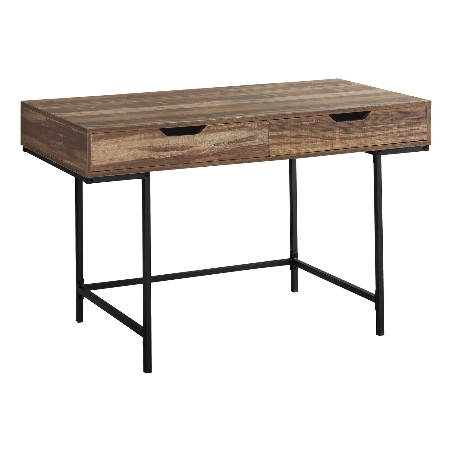 I 7557 Computer Desk - 48"L / Brown Reclaimed Wood / Black Metal - Furniture Depot