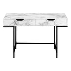 I 7558 Computer Desk - 48"L / White Marble-Look / Black Metal - Furniture Depot (7881391800568)