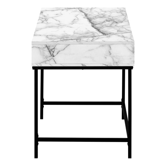 I 7558 Computer Desk - 48"L / White Marble-Look / Black Metal - Furniture Depot (7881391800568)