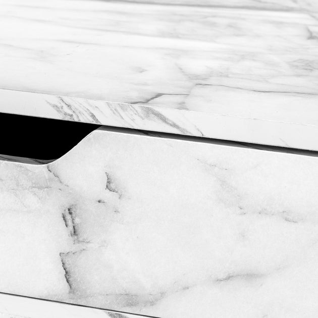 I 7558 Computer Desk - 48"L / White Marble-Look / Black Metal - Furniture Depot (7881391800568)