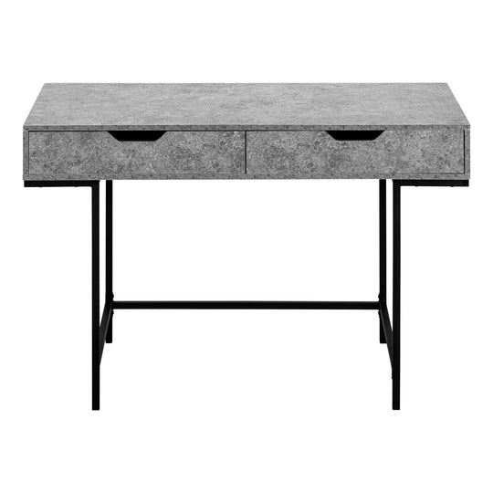 I 7559 Computer Desk - 48"L / Grey Stone-Look / Black Metal - Furniture Depot