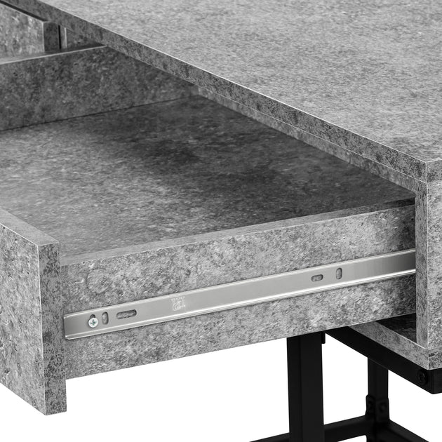 I 7559 Computer Desk - 48"L / Grey Stone-Look / Black Metal - Furniture Depot
