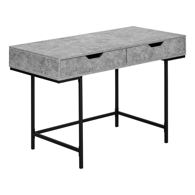 I 7559 Computer Desk - 48"L / Grey Stone-Look / Black Metal - Furniture Depot