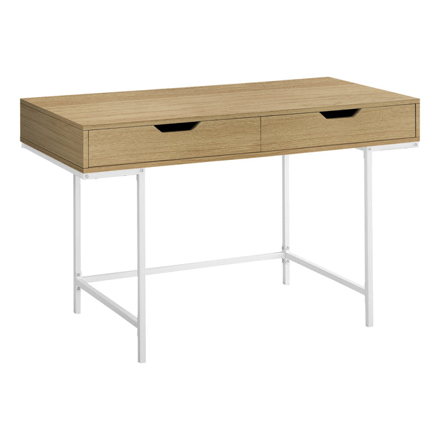 I 7569 Computer Desk - 48"L / Natural / White Metal - Furniture Depot