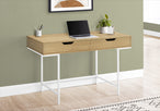 I 7569 Computer Desk - 48"L / Natural / White Metal - Furniture Depot