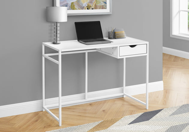 I 7570 Computer Desk - 42"L / White / White Metal - Furniture Depot (7881141453048)