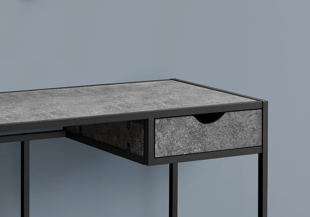 I 7573 Computer Desk - 42"L / Grey Stone-Look / Black Metal - Furniture Depot
