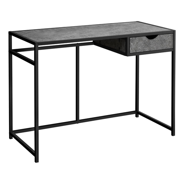 I 7573 Computer Desk - 42"L / Grey Stone-Look / Black Metal - Furniture Depot