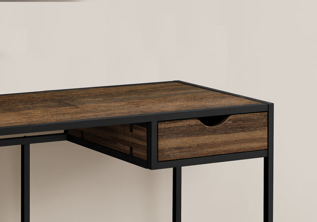 I 7574 Computer Desk - 42"L / Brown Reclaimed / Black Metal - Furniture Depot