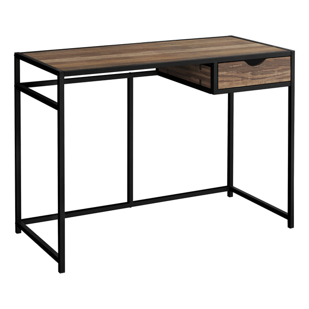 I 7574 Computer Desk - 42"L / Brown Reclaimed / Black Metal - Furniture Depot
